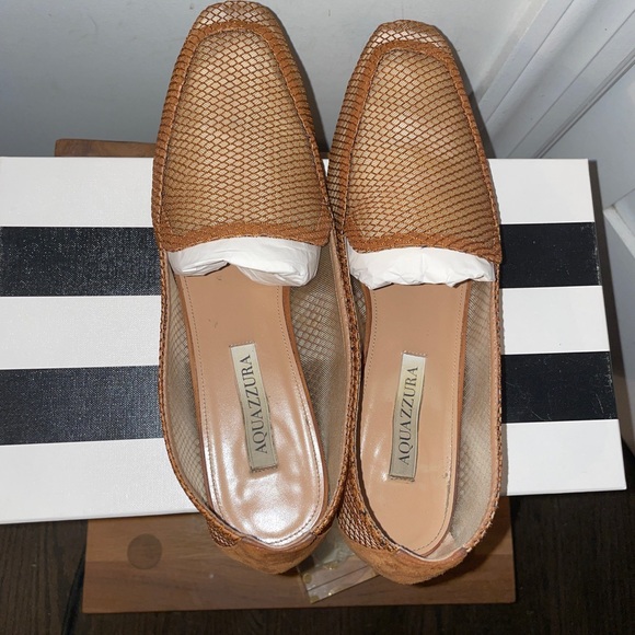 🦄 AQUAZZURA DALIA MOCASSIN SUGAR ALMOND SZ 39 - Picture 5 of 10